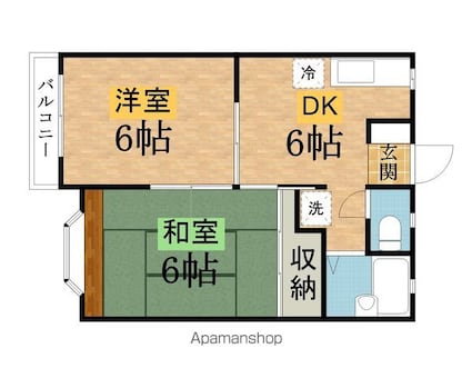東京都八王子市東浅川町[2DK/37.26m2]の間取図