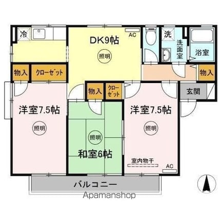 ロイヤルコートセラ[3DK/67.17m2]の間取図