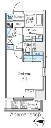 プライマル江東住吉[1K/30.16m2]の間取図