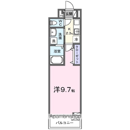 サニーサイド・レオ[1K/28.87m2]の間取図