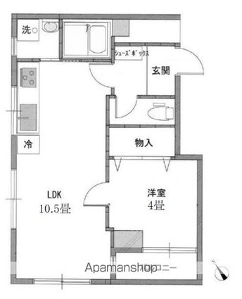 吉祥寺フラット[1LDK/38m2]の間取図