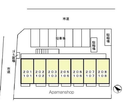 グリーンベール[1K/26.93m2]の配置図