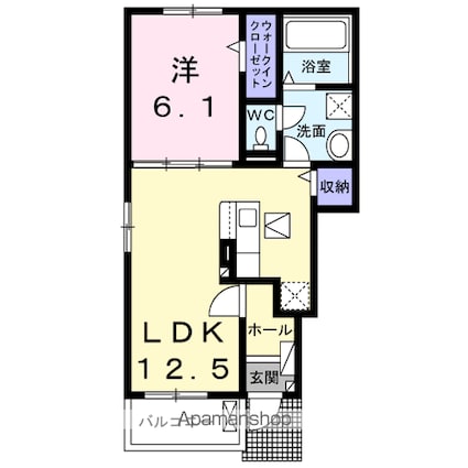 Ｌｕｎａ＆Ｌａ（ルナアンドラ）[1LDK/44.7m2]の間取図