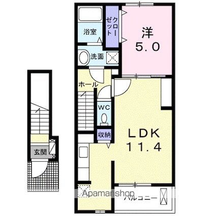 ラッフィナート[1LDK/42.28m2]の間取図