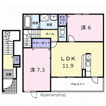 トレスタージュ　Ｂ[2LDK/60.33m2]の間取図