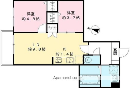 ハーモニー多摩平[2LDK/46.41m2]の間取図