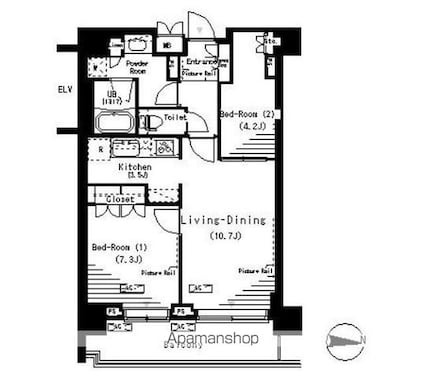 パークアクシス辰巳ステージ[2LDK/58.55m2]の間取図