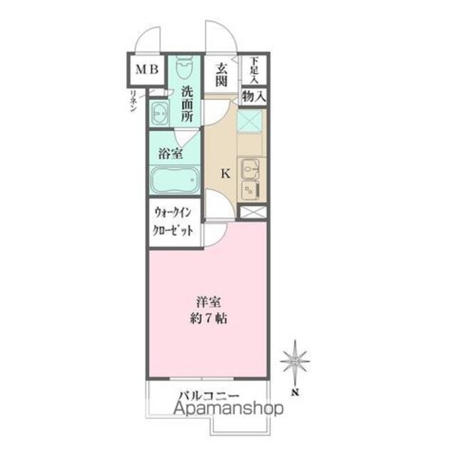 ミュプレ梅丘[1K/25m2]の間取図