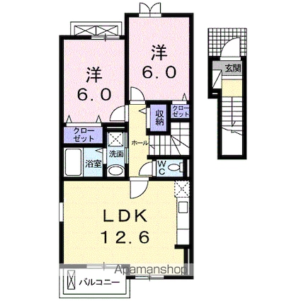 ルピナスⅤ[2LDK/59.03m2]の間取図