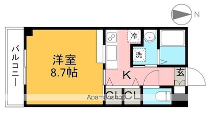 こうき秦南[1K/29.85m2]の間取図