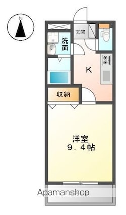 サンコート窪津[1K/30.96m2]の間取図