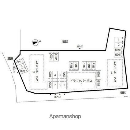 ドラゴンパークスＦ[1K/26.2m2]の配置図