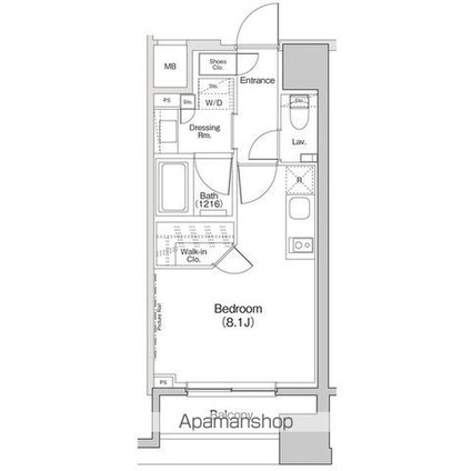 ザ・パークハビオ荏原中延プレイス[1R/25.2m2]の間取図