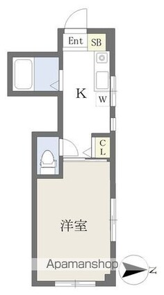ＫＢコート土居田Ⅰ[1K/23.6m2]の間取図