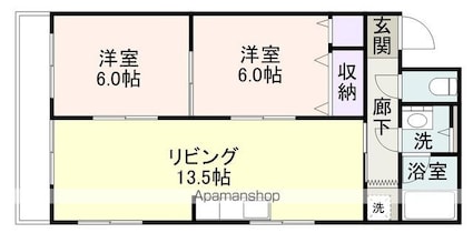嶋ビル[2LDK/55m2]の間取図