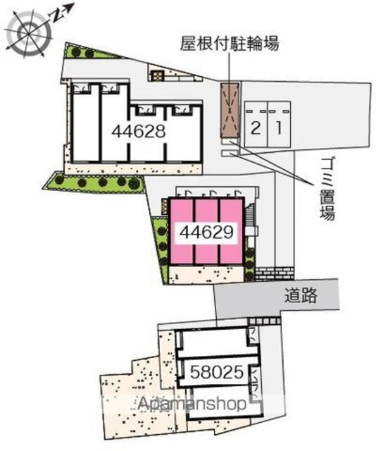 レオパレスパサージュⅡ[1K/20.14m2]の配置図