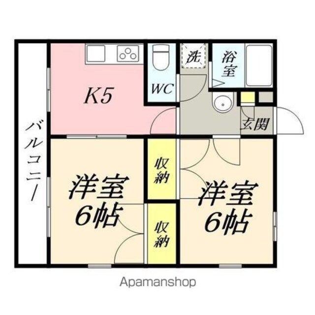 パルフィオーレＦ[2K/40.57m2]の間取図