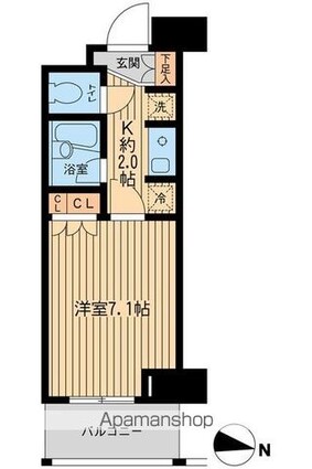 エコロジー東陽町プロセンチュリー[1K/22.19m2]の間取図