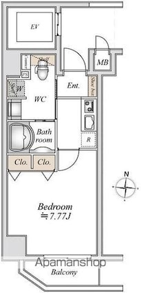 リテラス本所吾妻橋[1K/25.57m2]の間取図