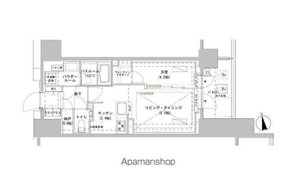 パークスフィア牛込神楽坂[1LDK/40.01m2]の間取図