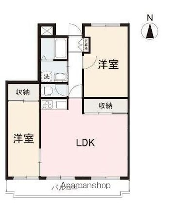 サン・セイント・リヴィア[2LDK/68m2]の間取図