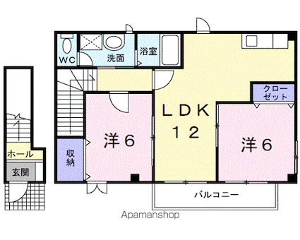 カンフォート松島Ⅱ[2LDK/56.55m2]の間取図