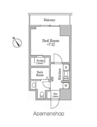 東京都世田谷区下馬２丁目[1K/25.14m2]の間取図
