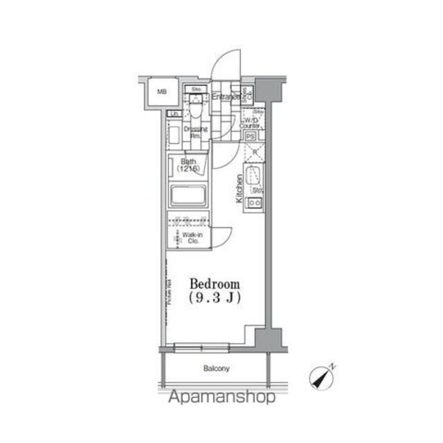 ＯＮＥ　ＲＯＯＦ　ＦＬＡＴ　ＴＳＵＫＩＳＨＩＭＡ[1K/25.02m2]の間取図