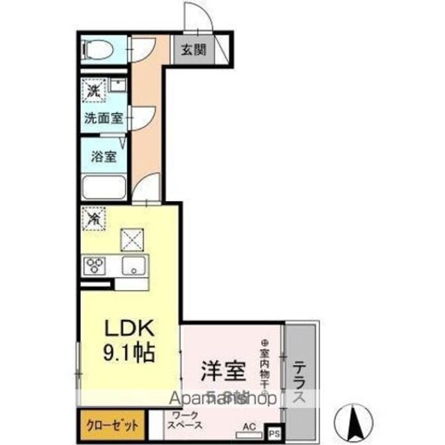 アヴァンスお花茶屋[1LDK/38.81m2]の間取図