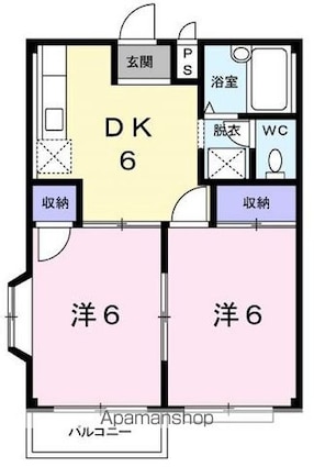 エクセレントシャトー[2DK/39.74m2]の間取図