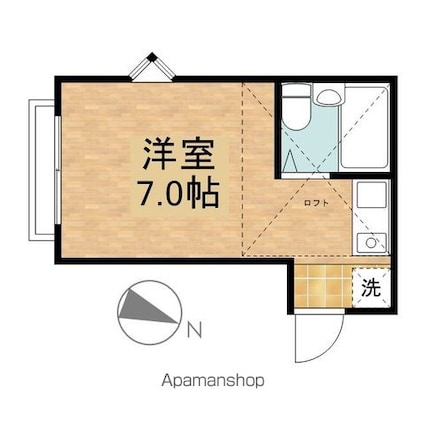 東京都府中市若松町２丁目[1R/14.09m2]の間取図