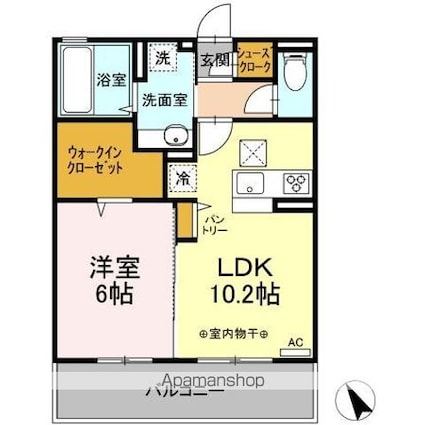 シャルマン栗田[1LDK/43.41m2]の間取図