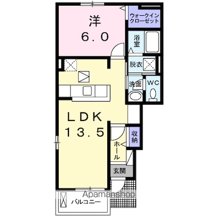 コンフォール弐番館[1LDK/46.06m2]の間取図