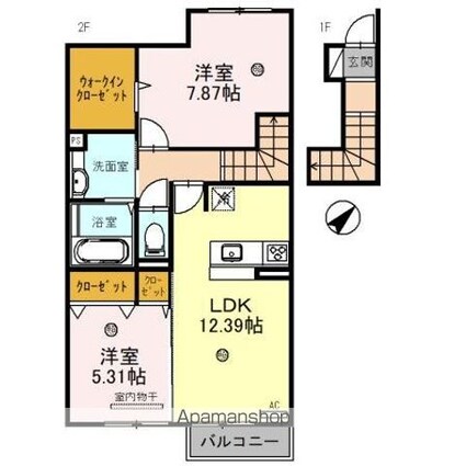 Ｒａｆｆｉｎｅ　Ｂｉｗａ[2LDK/65.46m2]の間取図