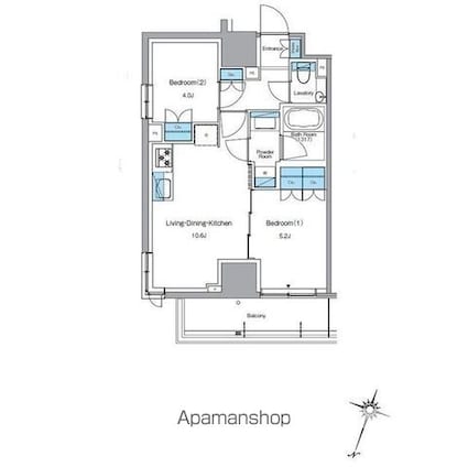 ルフォンプログレ渋谷ヒルトップ[2LDK/47.06m2]の間取図