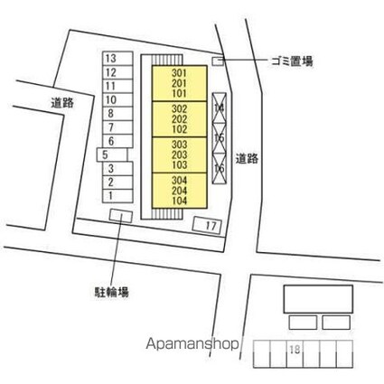 大石マンション[2K/43.32m2]の配置図