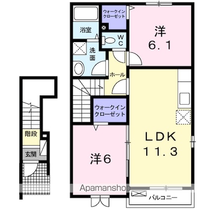 エクセレント　パレスＡ[2LDK/57.57m2]の間取図