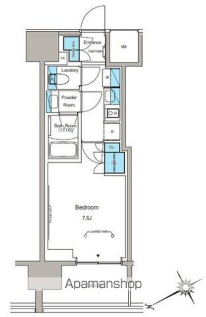 ルフォンプログレ蔵前プレミア[1K/25.38m2]の間取図