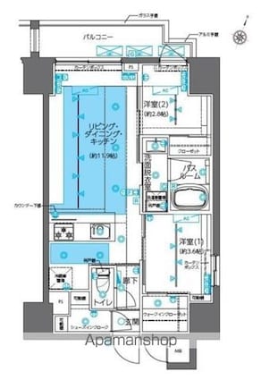 ＺＯＯＭ神田[2LDK/45.25m2]の間取図