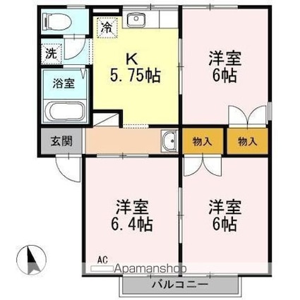 サンロード小山　Ａ[3K/52.07m2]の間取図
