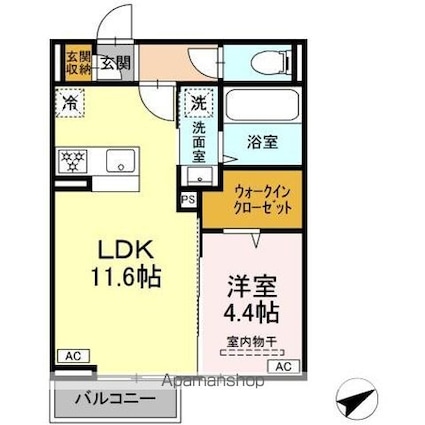 ディアライズ西市[1LDK/40.07m2]の間取図