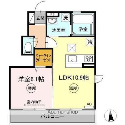 ルピナス[1LDK/41.55m2]の間取図