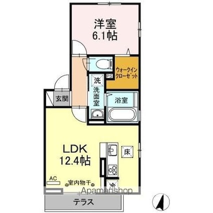 エンブレム[1LDK/44.62m2]の間取図