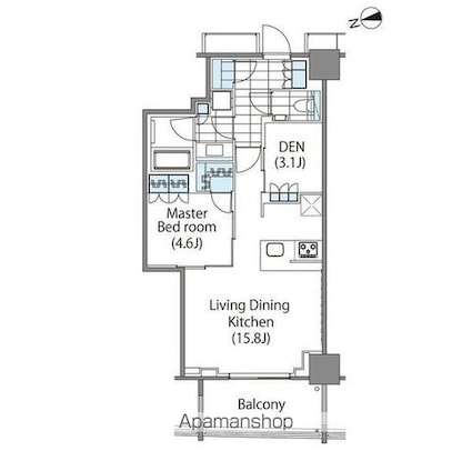 コンフォリア新宿イーストサイドタワー[1LDK/55.47m2]の間取図