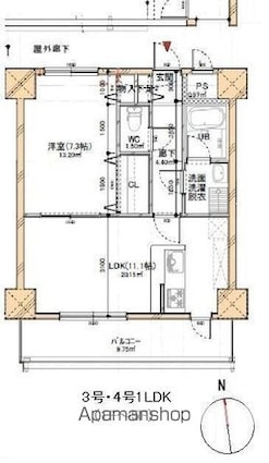 ＴＲＥＮＴＥ　ＬＵＭＩＥＲＥ[1LDK/48.75m2]の間取図