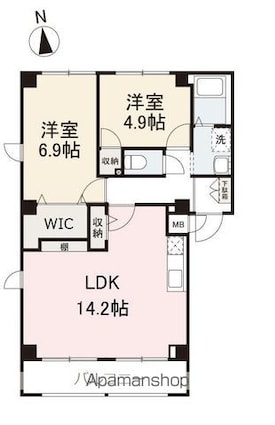 フィネス太田[2LDK/58.71m2]の間取図