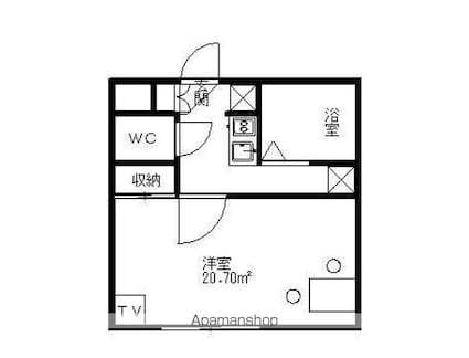 レオパレス芹橋[1K/20.7m2]の間取図