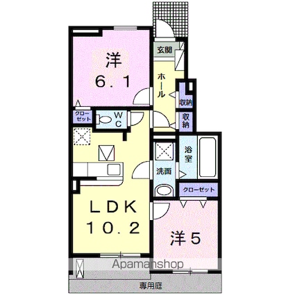 ミレ　グランデ　Ⅳ[2LDK/50.17m2]の間取図