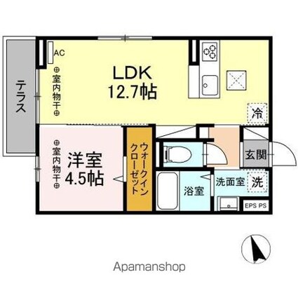 ＤーＲＯＯＭグランデフォンテーヌ[1LDK/40.28m2]の間取図