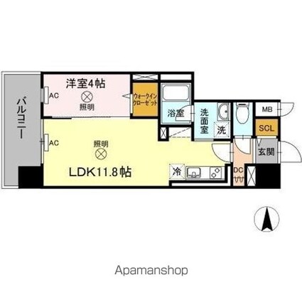 ＴＷＩＮ　ＴＯＷＥＲＳ　Ｓｅｌｉｎａ[1LDK/40.72m2]の間取図